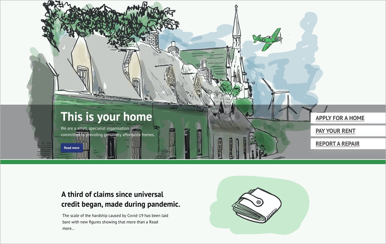 Illustration website hero by Sandra Staufer for Housing Association